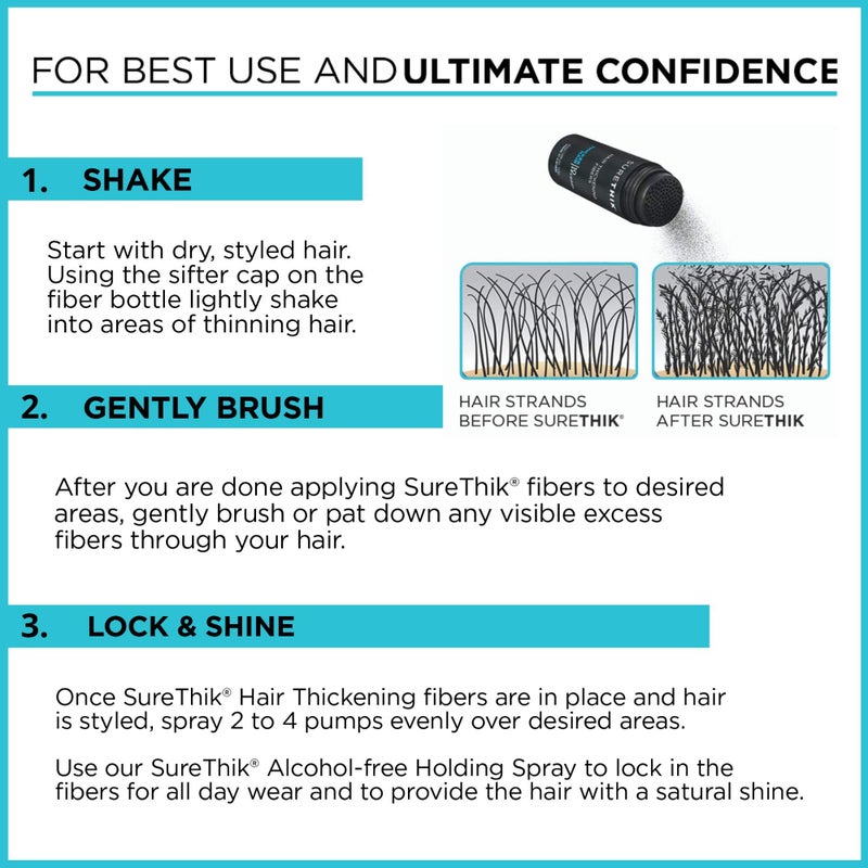 SURETHIK Hair Thickening Fibers (Pack of 4 x 30g Bottle, Black), For Thicker Looking Hair, Building Hair Fibers to Conceal Thinning Hair for Men & Women - Image 5